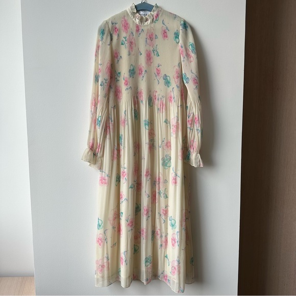 Ganni Dresses & Skirts - GANNI Ruffled Floral-print Plissé-georgette Midi Dress